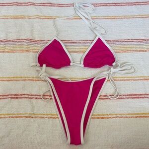 Small (+ Bottom no size tag) - NWOT - L*space - Pink and White Bikini Set